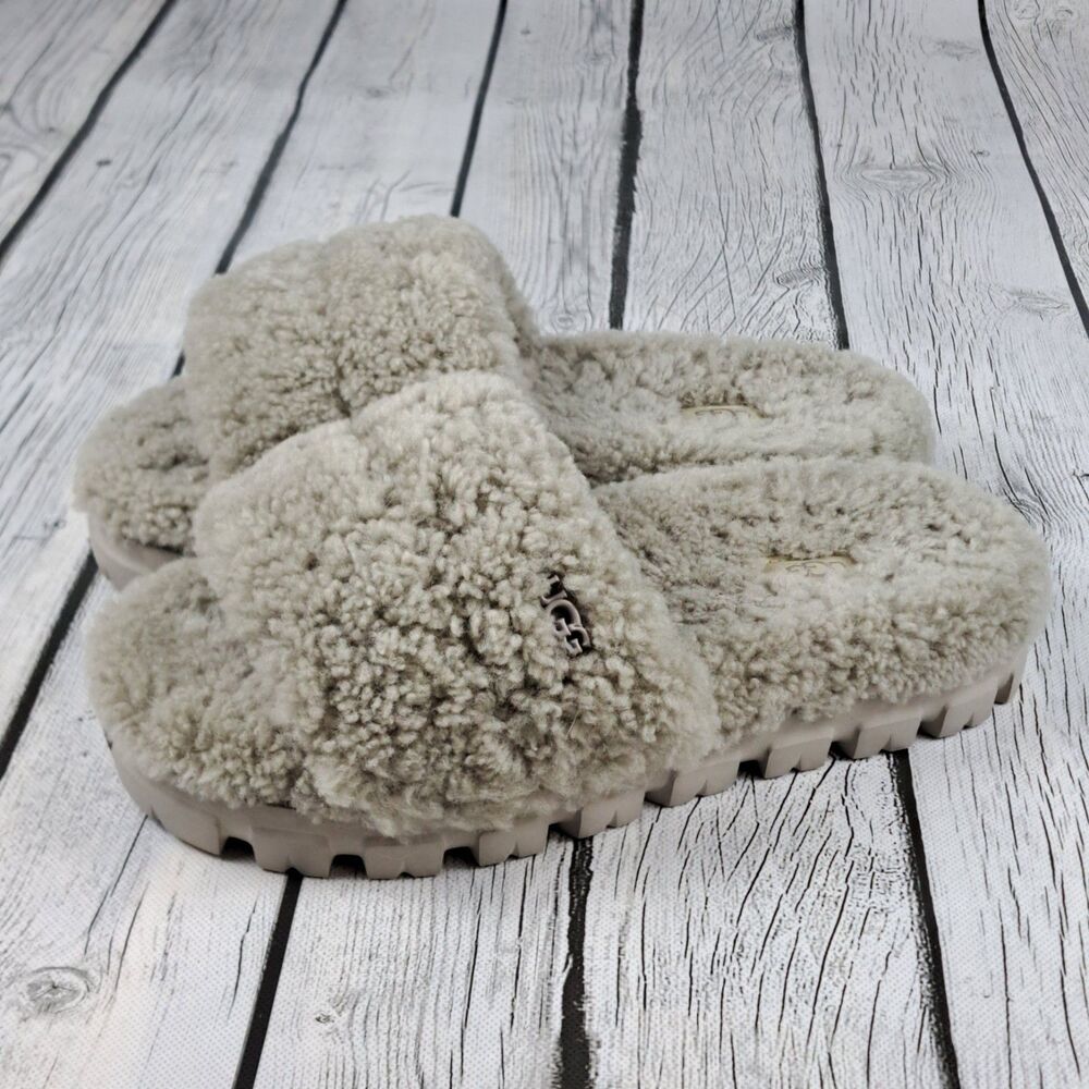 UGG Cozetta Curly Genuine Shearling Slide Slippers Womens Size 7 Gray